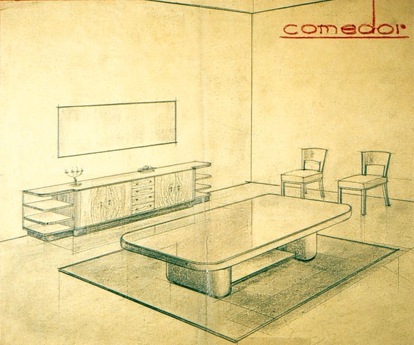 Comedor, dibujo de Juan Márquez.